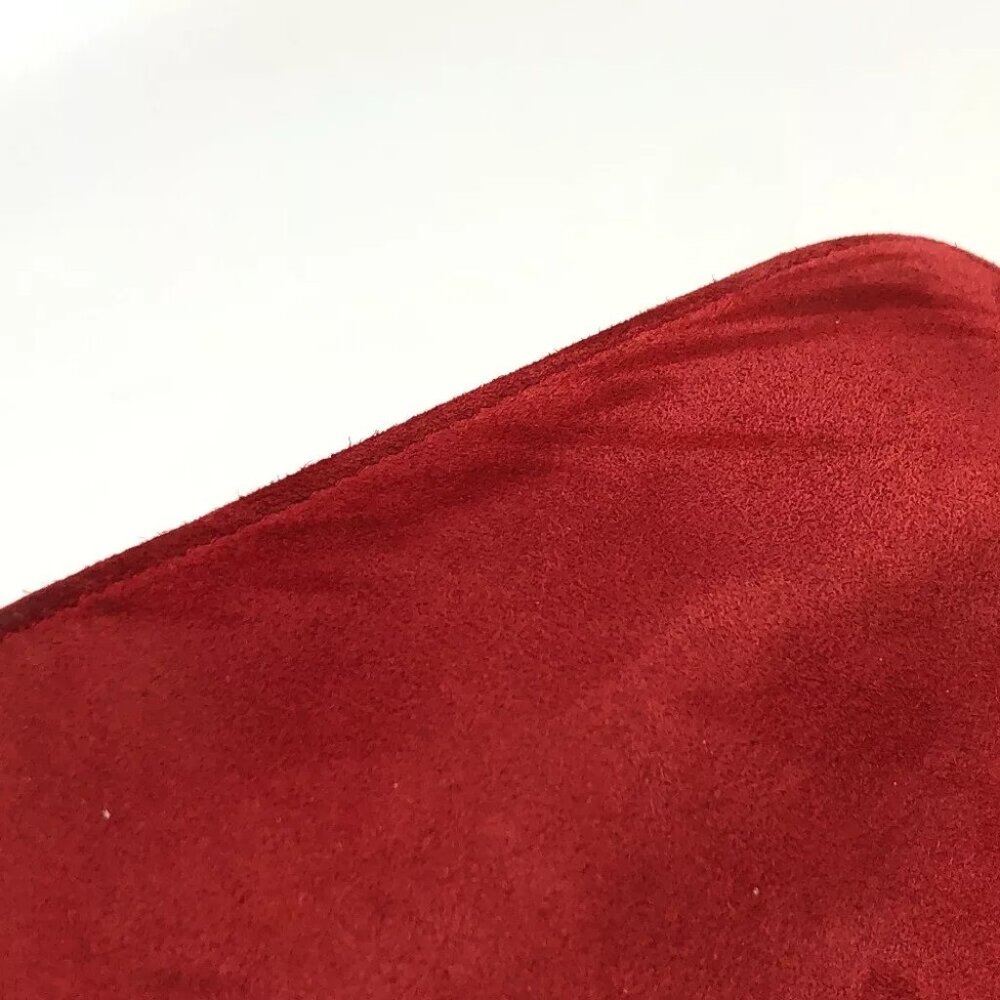 CELINE Jewelry case logo Bifold pouch Accessory case suede Red/GoldHardware - Picture 11 of 16